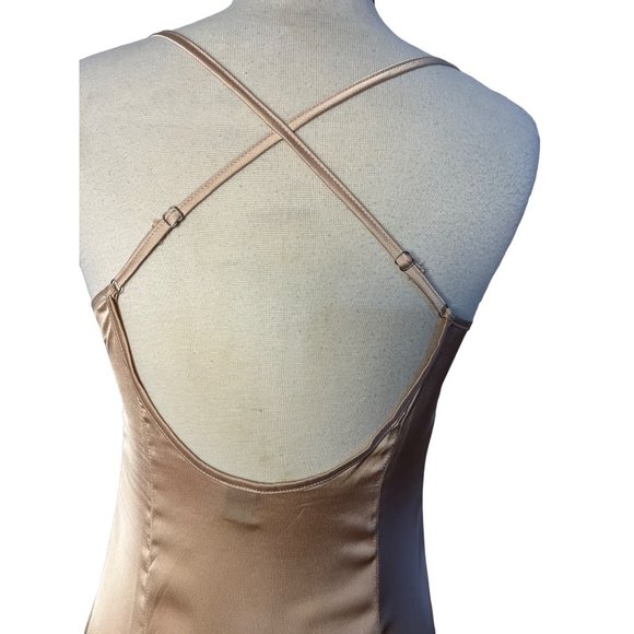 SHEIN Dress Petite Large Tan Sheath Midi adj Straps Zip Scoop Neck - Picture 9 of 15